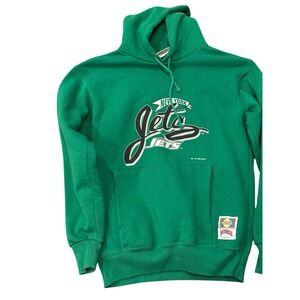 1993 VTG New York Jets Hoodie Single Stitch Nutmeg  Large Green NFL Pullover USA